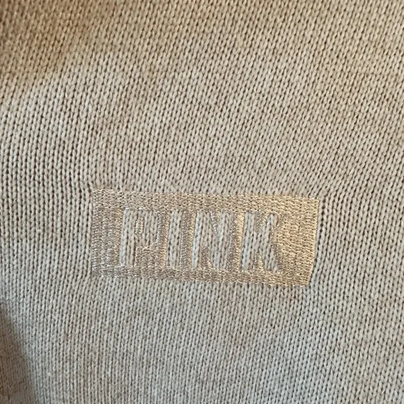 PINK Victoria's Secret Cream Embroidered Logo Knit Top - Picture 2 of 4